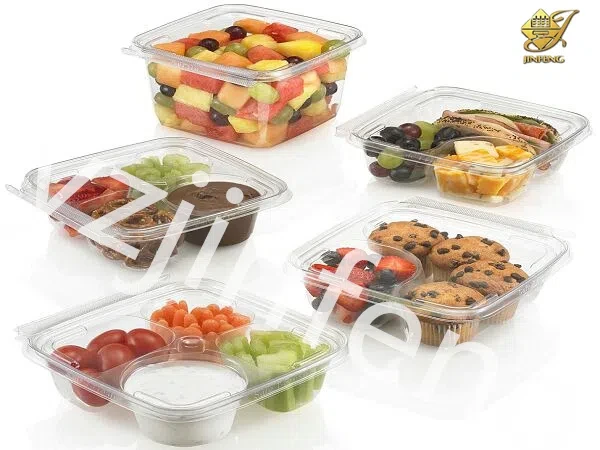 PETG sheet thermoformed into transparent disposable food containers